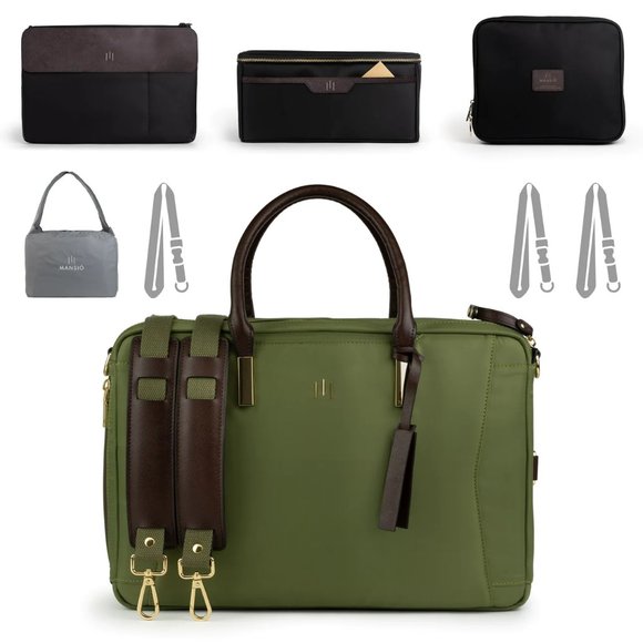 La Mansio olive green shoulder bag/backpack/versatile NWT - Picture 13 of 16